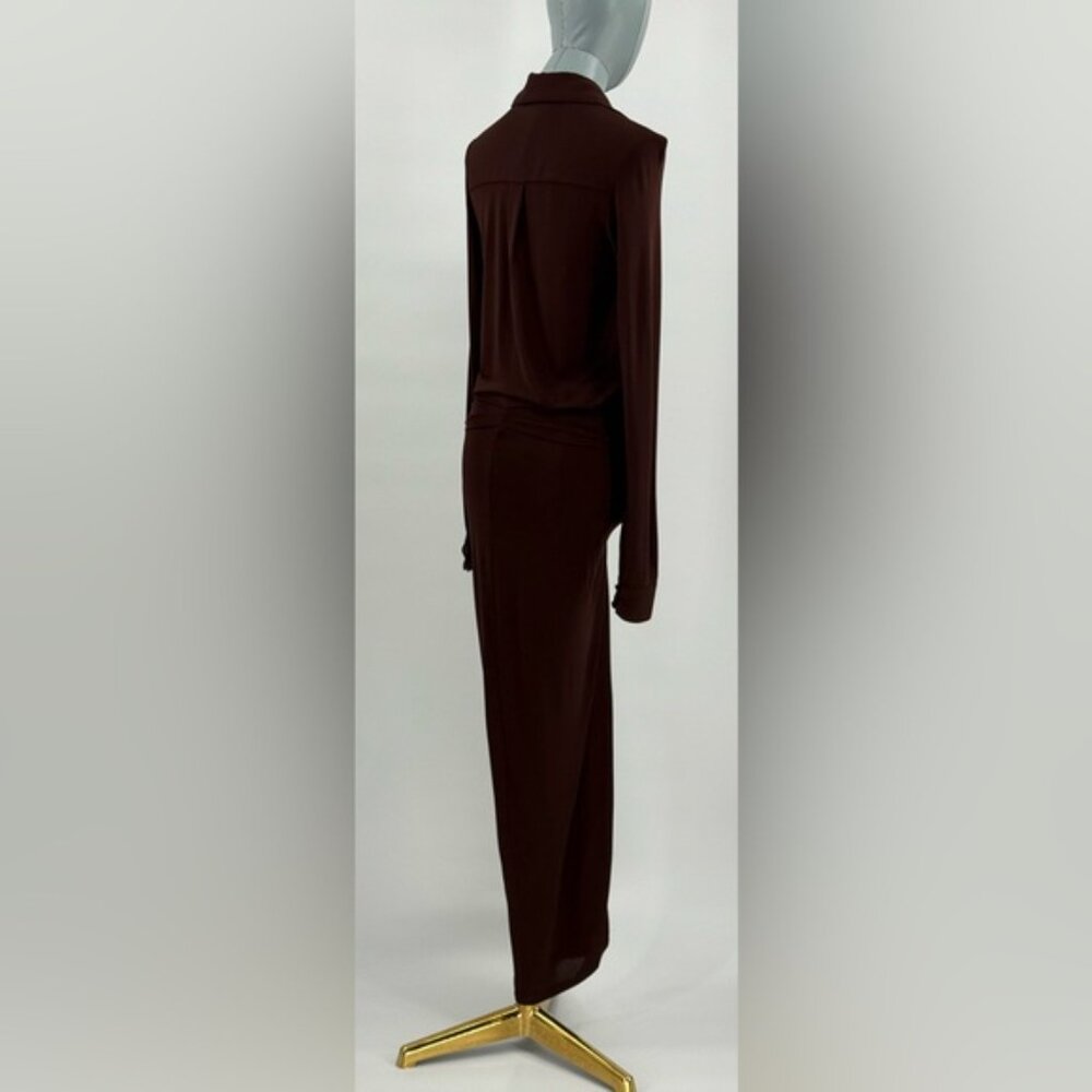 🆕 RAT & BOA 🧿 NWOT Rucci Long Sleeve Ruched Shirt Dress, Brown - Sz XXS - Picture 8 of 16